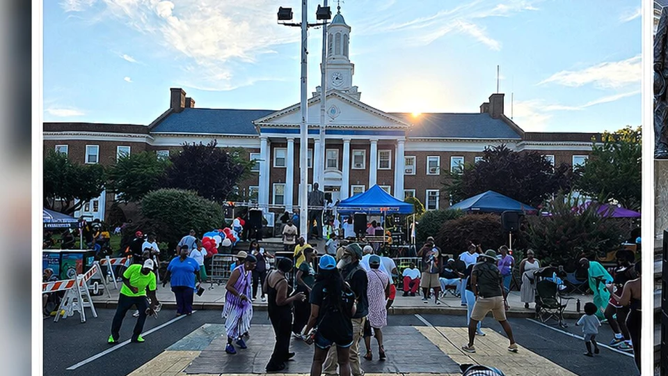 Residents gathered outside Irvington town hall for National Night Out